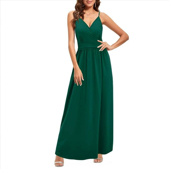 Vestido de Verano para Mujer, con Estampado Floral, Tirantes Finos, Informal, Bohemio, con Abertura para Playa, y Fluido. Verde M