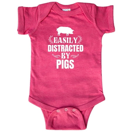 

Inktastic Easily Distracted by Pigs Gift Baby Boy or Baby Girl Bodysuit
