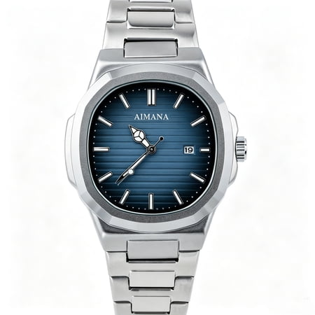 Chronograph Watches for Men, Quartz Business Watch with Blue Dial, Stainless Steel Band, Luminous Hands & Date Display