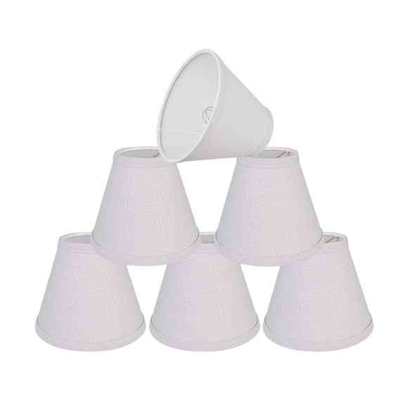 Aspen Creative 32125-6 Small Hardback Empire Shape Chandelier Clip-On Lamp Shade Set (6 Pack), Transitional Design in Light Grey, 6" bottom width (3" x 6" x 5")