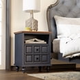 thumbnail image 4 of COZAYH Retro 2 Drawer Pine Nightstand with Open Shelf Plaid Pattern Front, Vintage End Table with 2 Storage Drawers for Bedroom, Living Room, Natural Wood, Black, 15.35’’W*20.08’’D*25.19’’H, 4 of 8