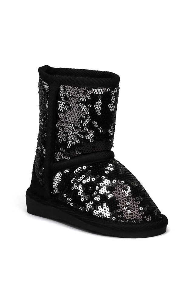 Jelly Beans Sammy Sequin Round Toe Furry Inner Lining Boot (Toddler