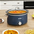 thumbnail image 3 of 3QT Compact Slow Cooker & Food Warmer with 3 Temperature Settings, Removable Ceramic Pot, Dishwasher-Safe Glass Lid, Stainless Steel - Available in Black, Silver, and Blue, 3 of 9