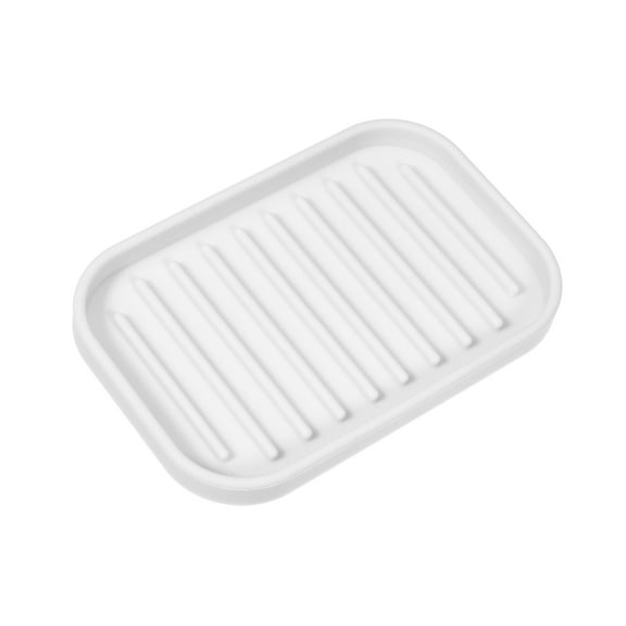 Vocoste Soap Dish, Soap Cleaning Storage, Keep Soap Dry for Home Bathroom Kitchen, Silicone, White, 13.5x9cm