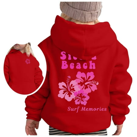 

Sweatshirt for Girls size 7-8 Girl s Hoodie Long Sleeve Soft Sweatshirt Graphic Hoody Kids Cute Pullovers Top Clothes for Girls Breathable Sweat Wicking and Warm Hoodie Red 90