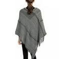 thumbnail image 3 of SWSMCLT Women's Knit Sweater PonchoCrochet Ponchos and Wraps Soft Winter Warm Blanket Wrap Shawl Pashmina Cape Sweater Casual Tassel Fringe Grey One Size, 3 of 3