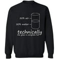 thumbnail image 2 of OXI Crewneck Sweatshirt - Technically The Glass is Full, Basic Casual Sweatshirts for Men's and Women Fleece Sweatshirt Long Sleeve - Black Large, 2 of 2