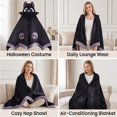 thumbnail image 5 of Wearable Bat Blanket Hoodie, Plush Polyester Fleece Hooded Cape Wrap with Button Closure for Women Adult Halloween Lounging, 5 of 8
