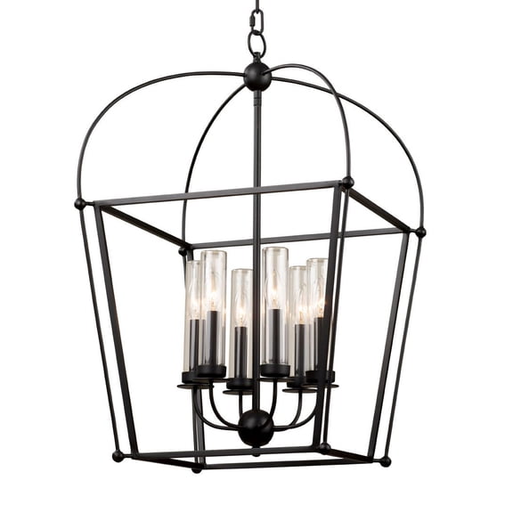 Kalco 409352BM Sutter 6 Light 27" Wide Taper Candle Pendant - Smooth Matte Black