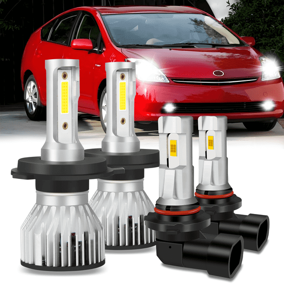 For Toyota Prius 2004 2005 2006 2007 2008 2009 Headlight (Hi-Lo Dual Beam)  Fog Light Bulbs 4pcs