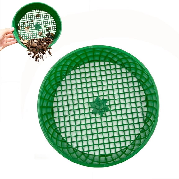 Large Plastic Garden Sieve for Soil and CompostRound Sifting Pan for Rocks Gravel SandManual Dirt Sieve Screen for Backyard GreeneryDurable Landscaping Tool for Home Seedling