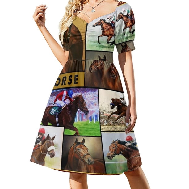 Vestido elegante de manga corta para mujer, ideal para bodas y carreras de caballos, para toda la temporada.