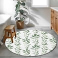 thumbnail image 4 of Eucalyptus Leaves Round Living Room Rugs 4 ft, Spring Summer Watercolor Green Leaf Washable Area Rug with Non-Slip Sturdy Edge Binding Round Carpet for Entryway Kitchen Bedroom Bathroom, 4 of 9