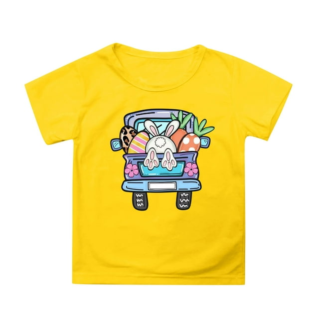 TZEWGL Tees For Child Cartoon Printed Round Neck Short Petal Sleeved Clothing For Infnants size 3-4T