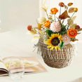 thumbnail image 1 of Cesta de flores tejida con hierba, cesta de flores para sala de estar, decoración interior, cesta de almacenamiento ovalada de doble espiga, arreglo floral, 1 of 6