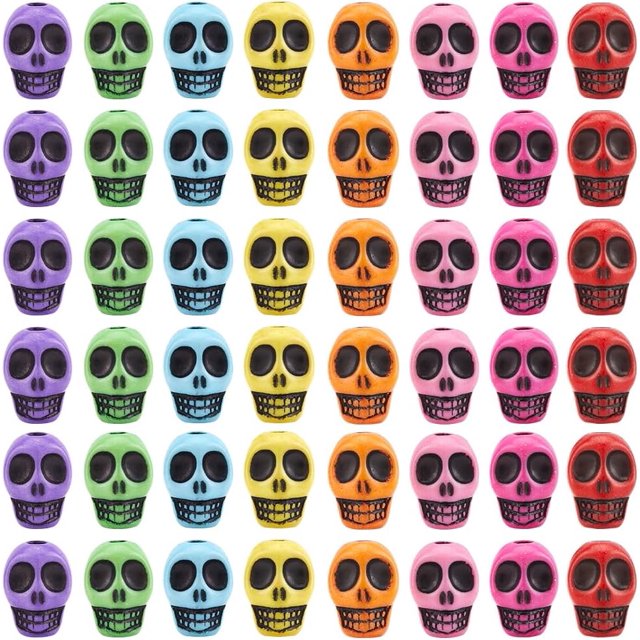 160 Pcs Perles en Résine Halloween Crâne Couleur Mixte 12x9x11mm Trou : 2mm