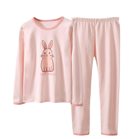 

NAISIBABY Girls Pajama Sets Soft Cotton Cute Prints Long Sleeves Long Pants Home Clothes 2 Piece Pink 4-5T
