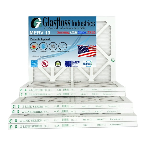 Glasfloss 15x20x1 1" MERV 10 (Pack of 12) Pleated AC or HVAC Air Filter Furnace Air