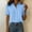 Light Blue, variant on Women's Cotton Linen Button Down Shirt Pleated Front Short Sleeve Collared Blouse Rolled Cuff Casual Workwear Top