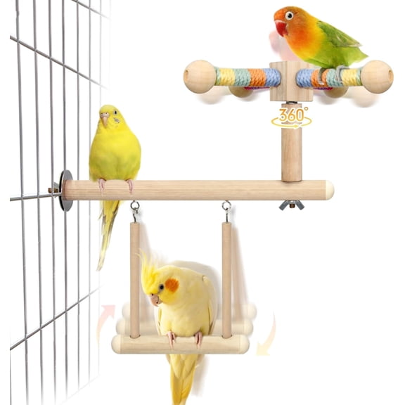 Bird Perch and Swing Toy Combo, Multi-Functional Parrot Toy, Hanging Perch for bird toys and Cockatiel Lovebird
