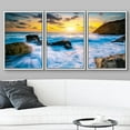 thumbnail image 3 of wall26 Framed Canvas Print Wall Art Set Tropical Island Ocean Wave Beach Sunset Nature Wilderness Photography Realism Rustic Landscape Colorful for Living Room, Bedroom, Office - 16"x24"x3, 3 of 5