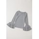 thumbnail image 3 of ABPHQTO Top gris de rayas con mangas acampanadas dobles para mujer, 3 of 5