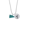 thumbnail image 2 of Delight Jewelry Acrylic 3/4" Teal Megaphone Silvertone Script Initial Disc - F - Charm Necklace, 20"+3", 2 of 4