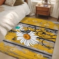 thumbnail image 3 of Area Rug 48×72in, Farmhouse Daisy Green Flowers Floor Carpet Living Room Rug, Retro Wooden Grain Non-Slip Welcome Mat Indoor Rugs for Bedroom Dining Room, 3 of 9
