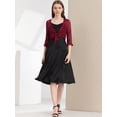thumbnail image 3 of Top Tolera De Encogimiento De Hombros Estilo Bolero De Encaje De Corazón Con Lazo De Manga Con Volantes Elegante Para Mujer Vino tinto S, 3 of 5