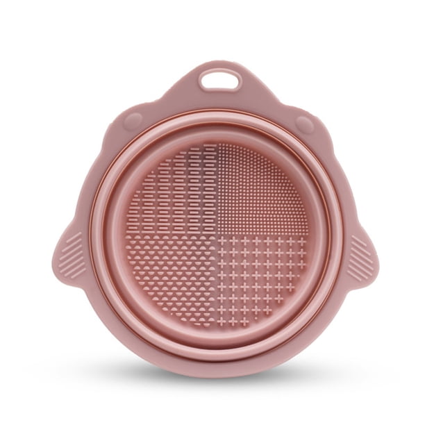 Recipiente plegable para limpiar brochas de maquillaje | Borla de silicona y almohadilla limpiadora para brochas de maquillaje | Diseño profundo que evita salpicaduras | Almacenamiento portátil para