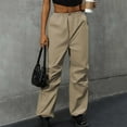 thumbnail image 4 of Gyexs Wide Leg Sweatpants Women Lightweight Travel Cargo Pants Plus Size Fashion Elegan Work Pants with Pockets, #01 Khaki, Size M, 4 of 8