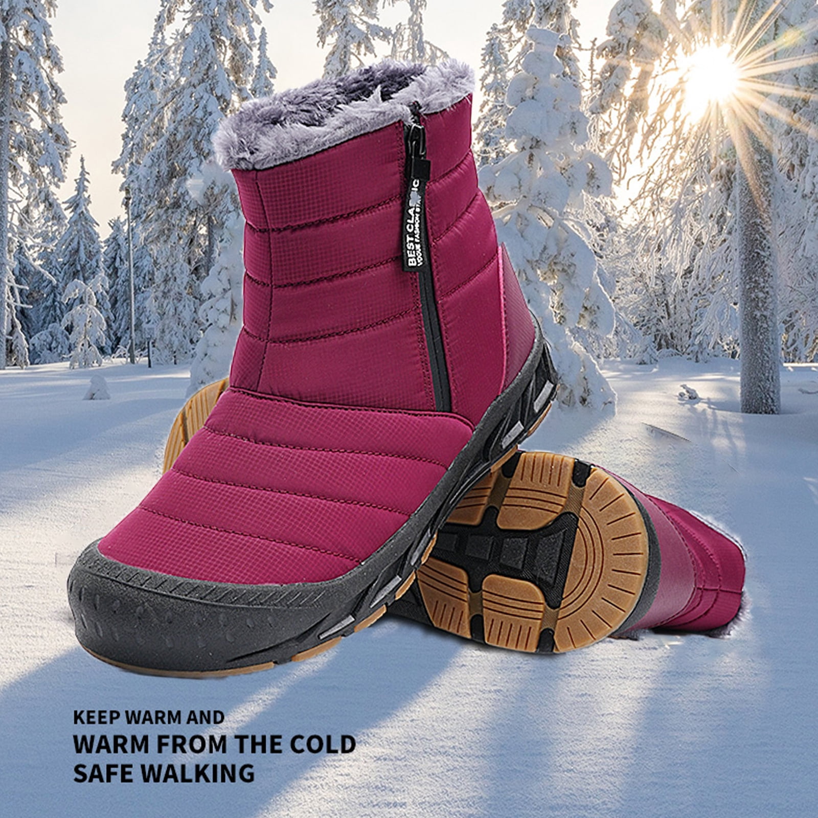 Cyiecw Snow Boots for Men Women Waterproof Lightweight Trekking Boots Anti-slip Winter Boot Outdoor Comfortable Warm Fur Lined Hiking Shoes