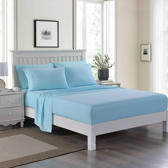 JML Full Bed Sheet Set 6 Piece Blue,Soft Microfiber Fade & Stain Resistant Sheet Set