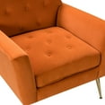 thumbnail image 7 of Velvet Accent Chair, Velvet Armchair, Mid Century Modern Chair with Rose Gold Metal Legs, Comfy Reading Chair Arm Chair for Living Room Bedroom Club (Orange), 7 of 7