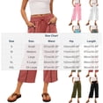 thumbnail image 3 of ZHYou No Boundarie Womens Wide Leg Capri Pants High Waisted Drawstring Elastic Waist with Pockets Contrast Stripe Loose Fit Casual Summer Cropped Trousers Khaki Size L, 3 of 8