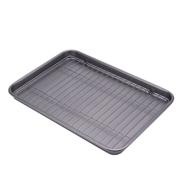 More-function baking pan,Baking Sheet With Rack Set Nonstick Cookie Tray Jelly Roller Pan Thicken Steel Bakeware(C)