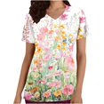 thumbnail image 2 of BEFOKA Floral Print Scrub Tops Women Short Sleeve V Neck Medicals Nurse Shirt Soft Casual Uniform with Pockets 2025 Nursing Workwear Scrub Tops for Women Holiday Scrub Shirts Comfortable Work Uniform, 2 of 5
