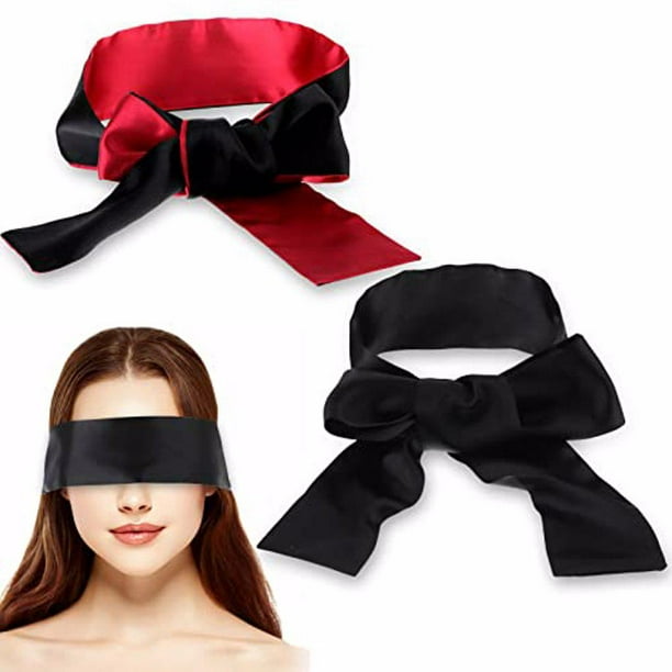 Minnieouse 2 piezas de cubierta de satén para los ojos, banda de corbata para Cosplay, tela suave para vendar los ojos, correa para atar para Tratamientos faciales