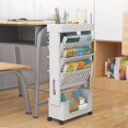 thumbnail image 4 of Rolling Bookshelf Cart, 5 Tier Multi-Functional Movable Book Cart, Mobile Bookshelf on Wheels with Pen Holder for Office, Dorm, Classroom, Kitchen, 4 of 6