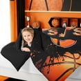 thumbnail image 4 of Homewish Cartoon Basketball Sports Bedding Comforter Set for Kids Boys, Black Orange Monogrammed S Twin Comforter Sets, Black Reversible, 2pcs, 4 of 7