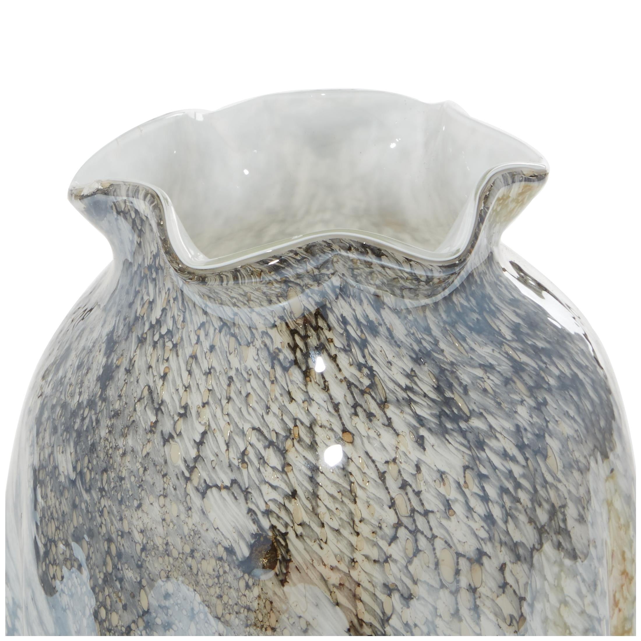 DecMode 12", 10"H Handmade Blown Gray Glass Vase, Set of 2