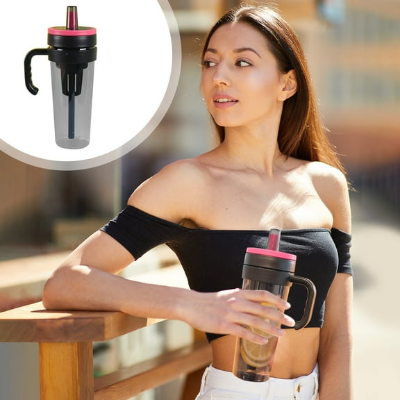 Iced Tea Cup with Built-in Infuser Large Capacity Leak Proof Plastic Mug for Cold Brew and Summer Drinks