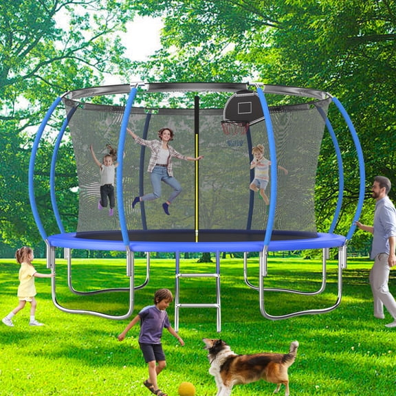 Shengchao Trade 12FT Round Backyard Trampoline with Safety Enclosure Net and T-Hook
