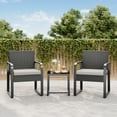 thumbnail image 2 of Asofer 3 Pieces Patio Chairs with Cushions, All-Weather Outdoor Rattan Furniture Sets with Glass Table for Garden, Porch, Bistro, Yard, Gray, 2 of 7