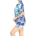 thumbnail image 2 of LA LEELA Button Down Shirt for Women Casual Summer Beach Party Blouse Shirt Hawaii Blouses Short Sleeve Vacation Dress Button up Hawaiian Shirts for Women S Cross Stripes, Blue, 2 of 4