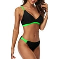 thumbnail image 3 of Attraco Women V Neck Bikini Set High Cut Bathing Suits 2 Piece Tie Back Swimsuits, 3 of 5