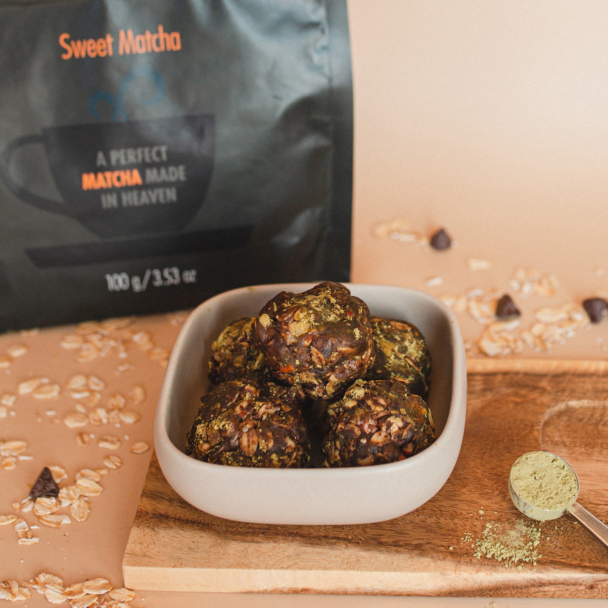 Sipology: Matcha - Sweet Chocolate Chip Cake - 3.53oz/100g Bag - Powder Drink Mix, 62.5 Servings, Japanese Matcha, Hot Or Cold, 5 Cal, Energy Boost