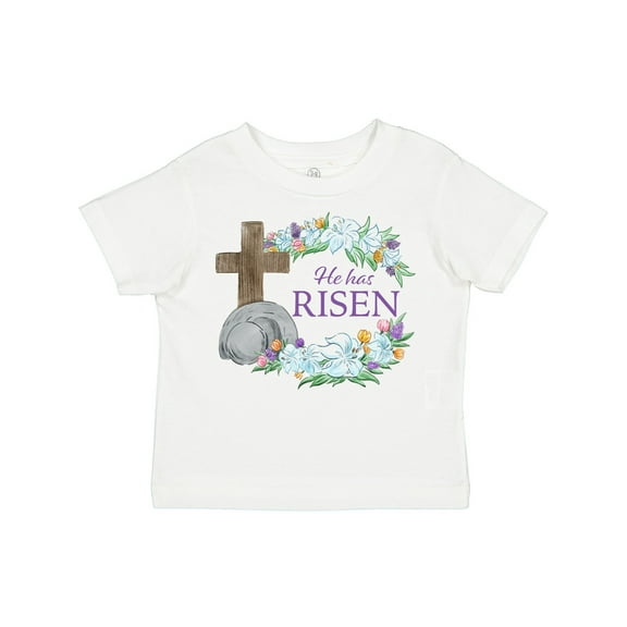 Inktastic Easter He Has Risen with Cross and Flowers Boys or Girls Toddler T-Shirt
