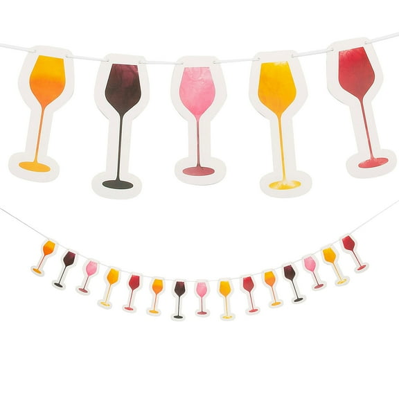 Fun Express 7 Ft. Wine Party Multicolor Ready-to-Hang Cardstock Garland