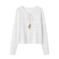 thumbnail image 6 of Asxite Women Summer Tops Long Sleeve Knit Crochet Cover Up Beach Swimsuit Bikini Solid Sheer Shirts, 6 of 7